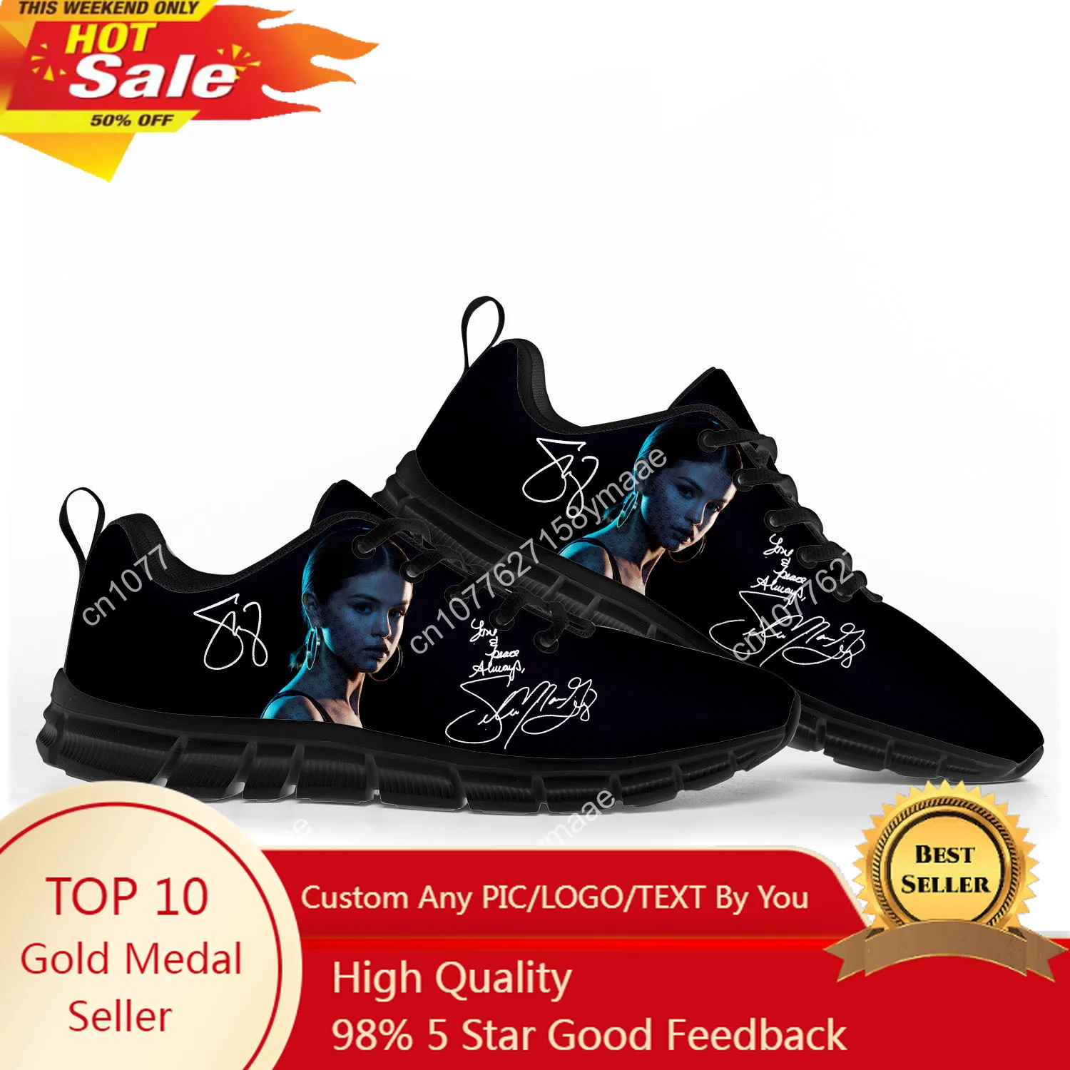 Selena Gomez Sports Shoes Mens Womens Teenager Kids Children Sneakers High Quality Legion Sneaker Customize Couple Shoe Black