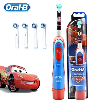 מברשת שיניים חשמלית Oral B עם שערות רכות להגנה על החניכיים לילדים, עמידה במים עם מונה זמן, מברשת שיניים עם ראש מברשת נוסף