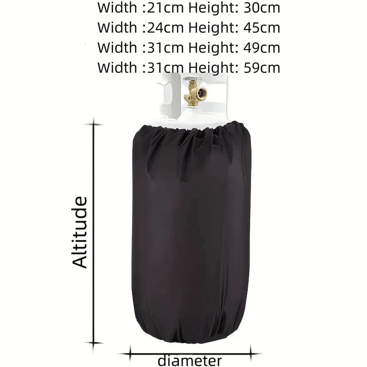 210D Outdoor Propane Tank Gas Bottle Cover Black Oxford Cloth Waterproof, Dustproof and UV-proof Camping Barbecue Gas Stove Cove