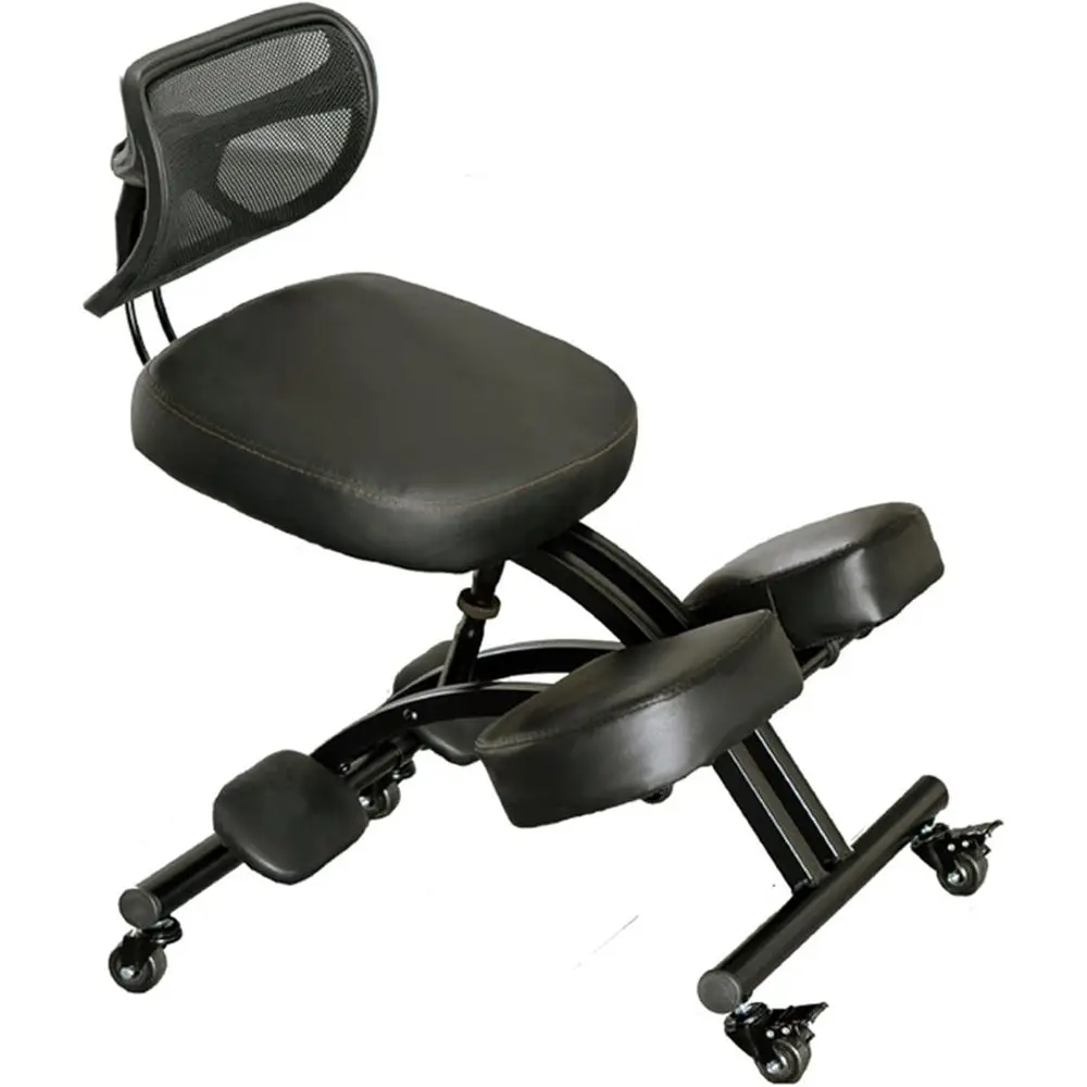 Black Ergonomic Kneeling Chair with Lumbar Support for Home and Office