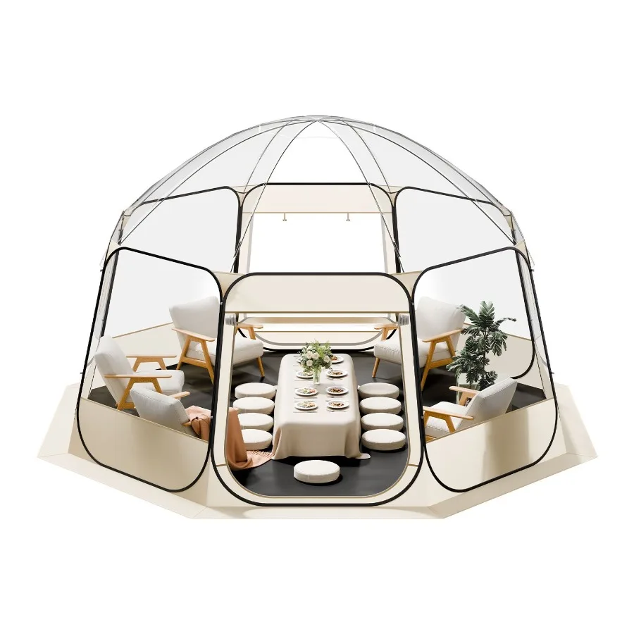 

Pop up Bubble Tent for outdoor garden and patio use, clear PVC material, transparent color, waterproof UV-resistant with 540 pa