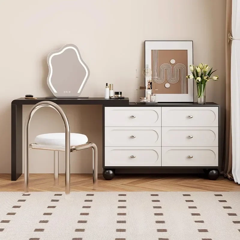 

Mirror Dressers Cosmetic Vanity Table Chair Desk Bedroom Drawer Study Wood Dressing Table Black Penteadeira Postmodern Furniture