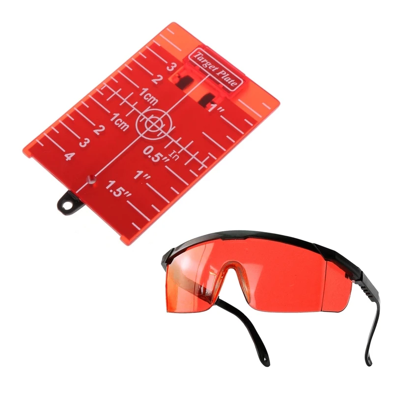 Magnetic Target Card Plate Level Tool Rotary for Cross Line Horizontal Vertical with for Protection Goggle Glasses Set