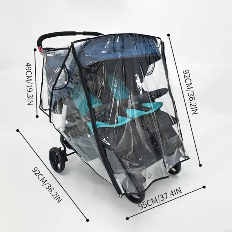 H55b Universal Twin Baby Strollers Regen Cover Winddicht ontwerp Raincoat voor reizen