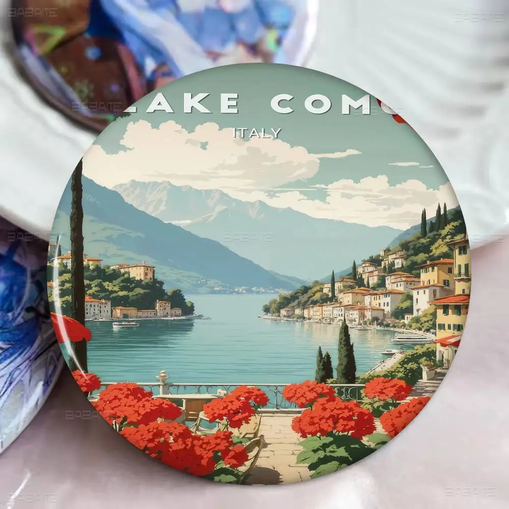 بحيرة كومو برشلونة ريترو أنيمي زر دبوس بروش اليدوية للملابس الكرتون شارة ظهره الديكور مجوهرات اكسسوارات