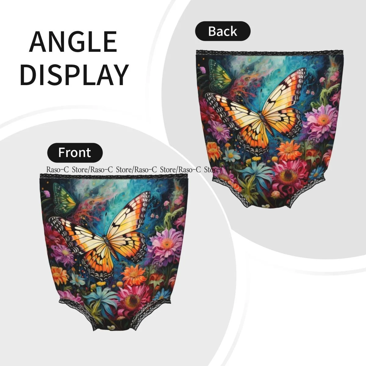 Butterfly Colorful Flowers Painting Grandma Underwear Interesting Prank Funny Gift Panties