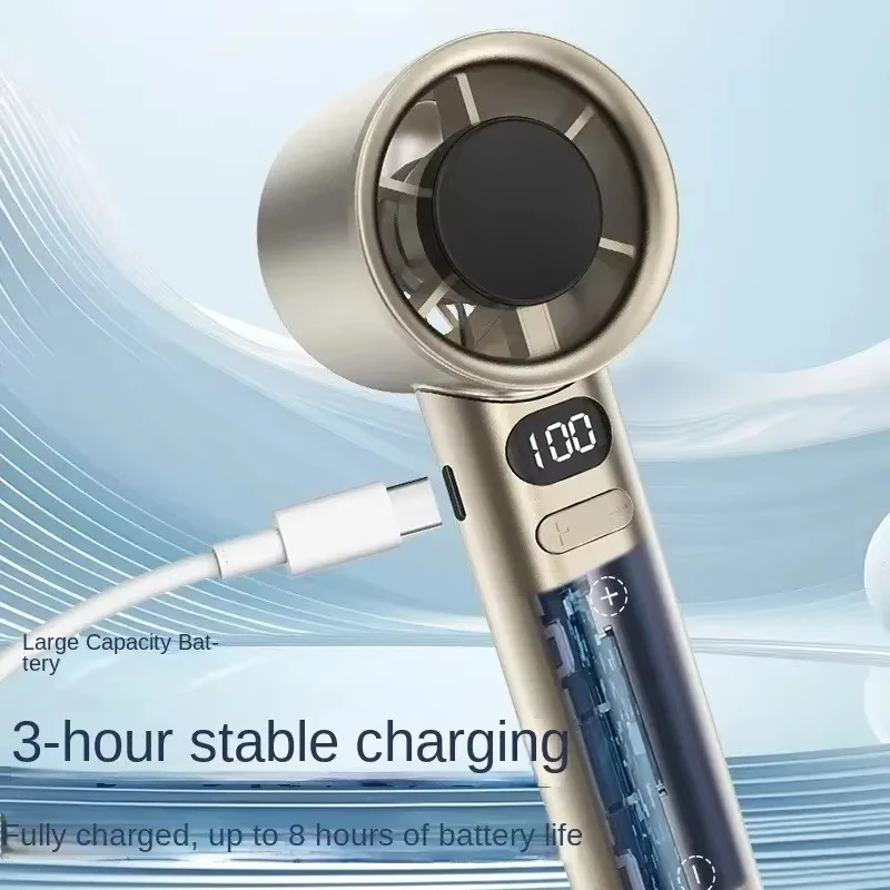 Portable Hand Fan 120 Wind Speeds Mini Bladeless Handheld Fan USB Rechargeable Personal Highspeed Fans Electric Eyelash Fan image 5