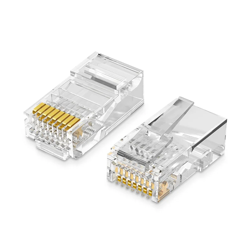 

UGREEN RJ45 Connector Ethernet Cable Plug 8P8C Cat5E Cat5 Crimp Modular Male to Female Network LAN Connector Crystal