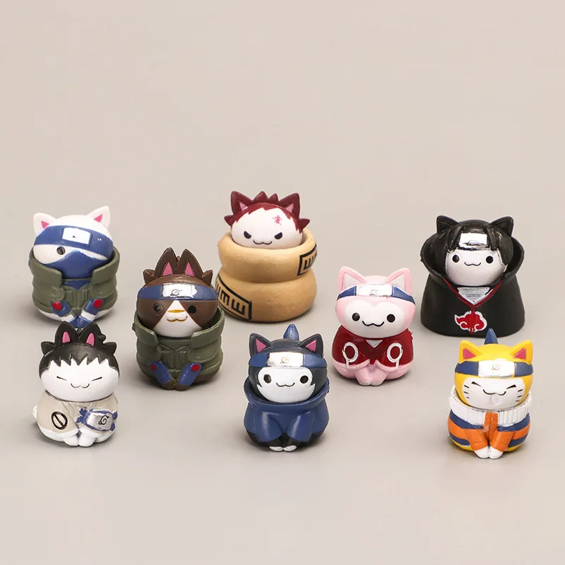 8pcs Naruto Cat blind box Weasel Sasuke Naruto I love the cute cartoon Q edition tabletop decoration gift