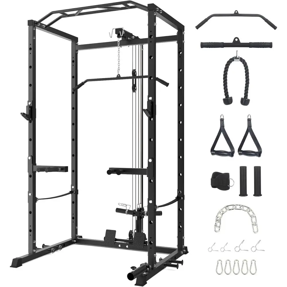

Многофункциональная силовая рама (Power Cage) с грузоподъемностью 725 кг, стойкой для приседаний, станом для отжиманий и кабельной системой для домашнего спортзала