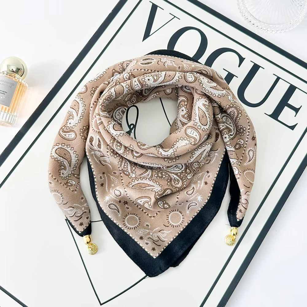 Modischer Luxus-Seidenschal mit Magnetverschluss und Cashew-Print für Damen, Hochwertiger Eleganter Schal
