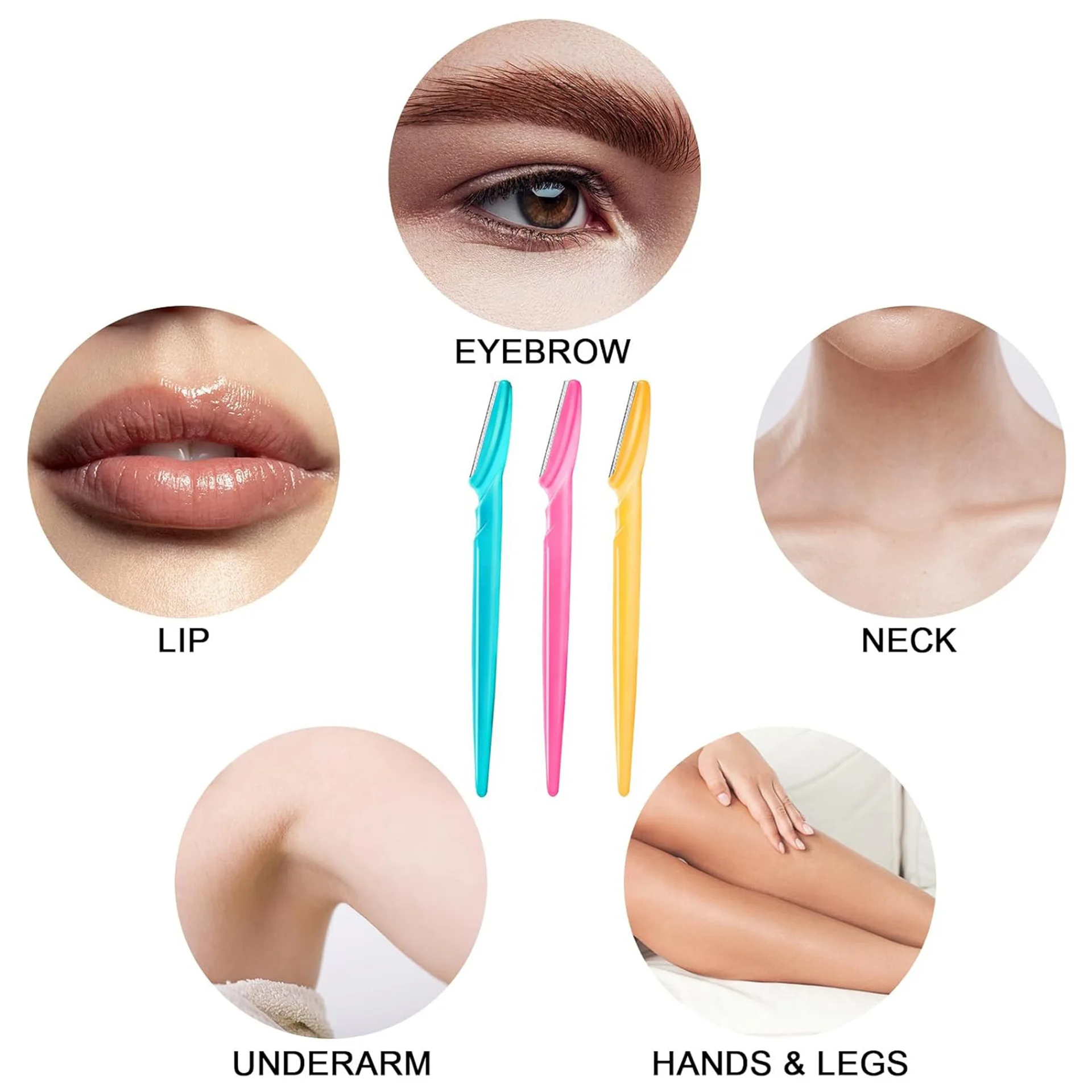 Juego de maquinilla de afeitar para cejas, afeitadora facial multiusos para mujeres y hombres, recortadora en estuche, afeitadora de depilación, cuchillas seguras, herramientas de recorte, 5 uds.