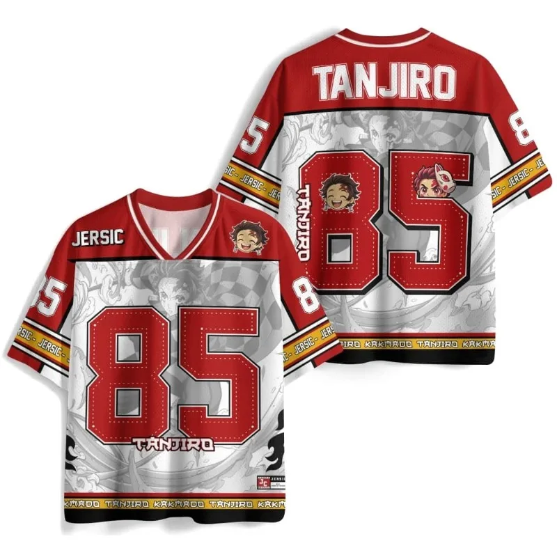 2026 New Style Tanjiro American Sports Jersey, Size 85 Anime Short-Sleeve T-Shirt, Unisex, Children's Sports and Casual T-Shirt