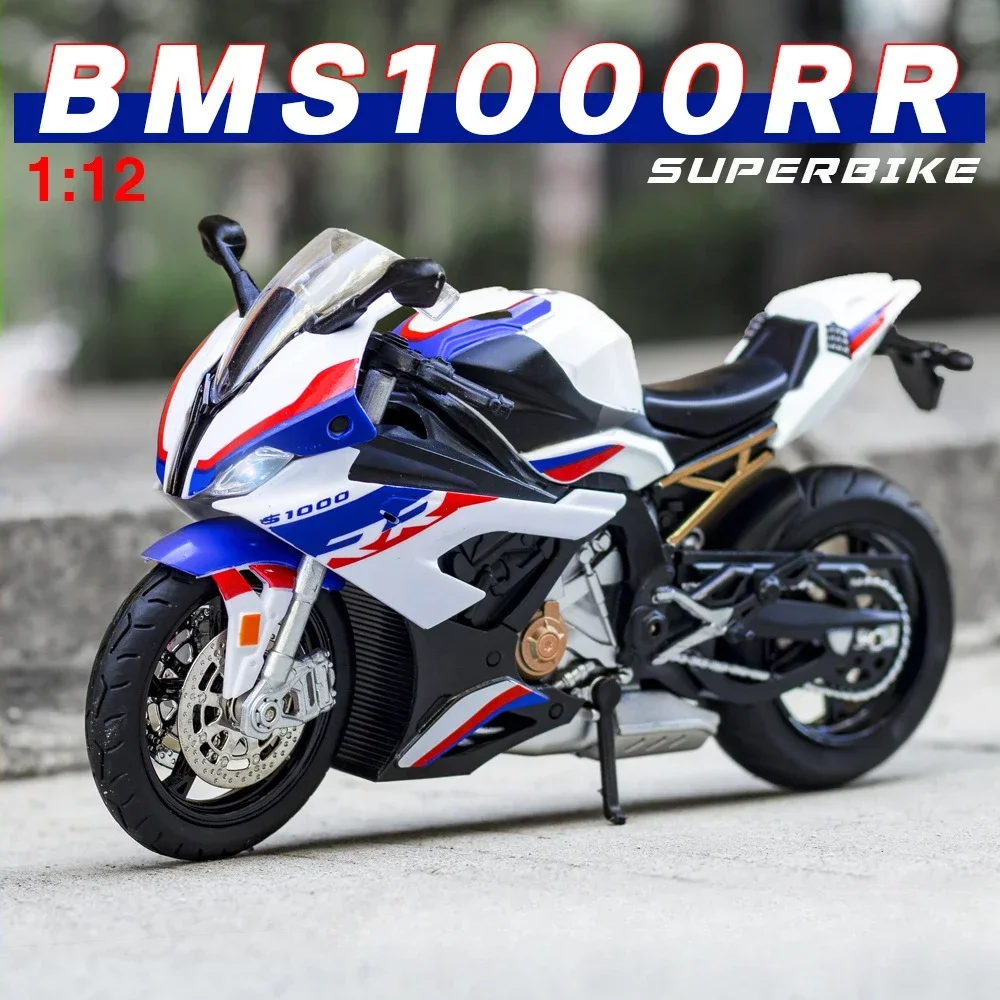 1:12 BMW S1000RR دراجة نارية عالية محاكاة سبيكة نموذج الكبار جمع الديكور الهدايا لعب للبنين M27