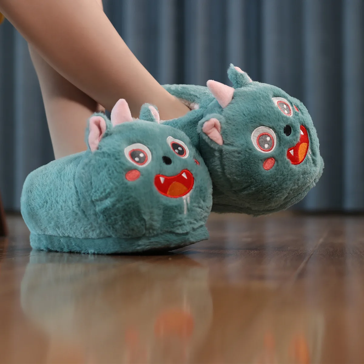 Women's Winter Comfortable Warm Cotton Slippers Creative Home Cartoon Monster Slippers Indoor Cute Unicorn Women's Cotton Shoes