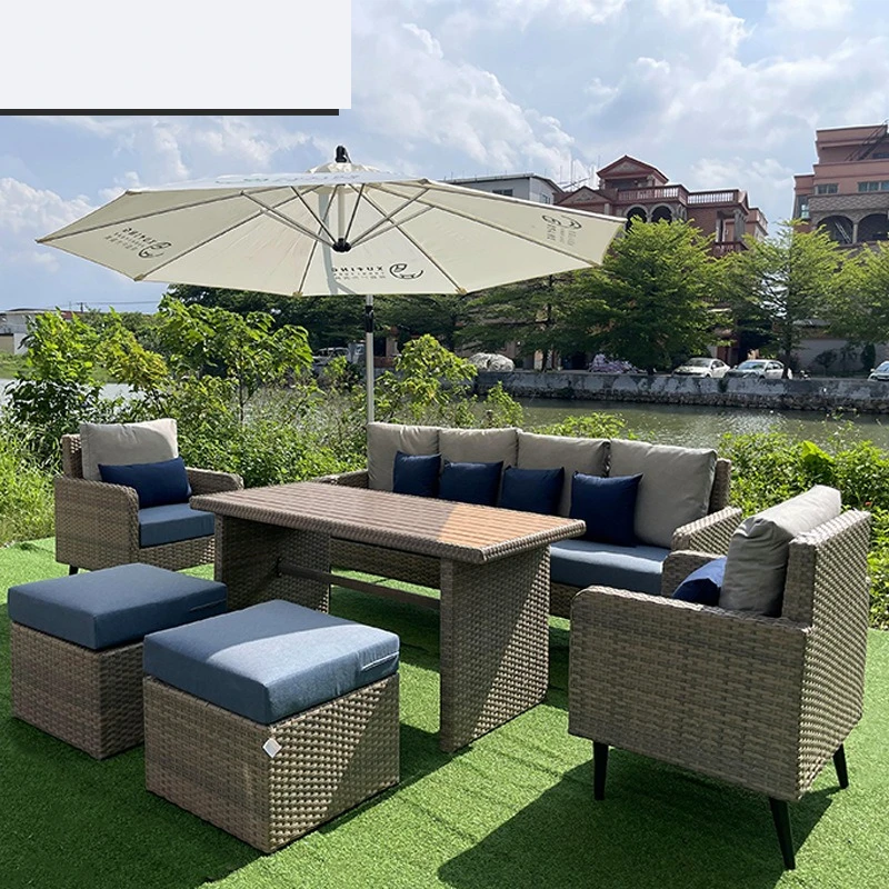 

Диван из ротанга для отдыха на открытом воздухе, двор, балкон, одиночный стул из ротанга, журнальный столик, комбинация, защита от солнца, водонепроницаемая садовая вилла