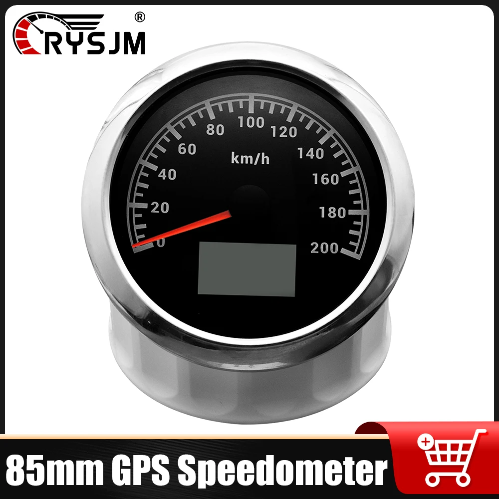 

85mm GPS Speedometer 0-30KMH 0-60KMH 0-120KMH 0-200KMH Speed Meter With GPS Antenna 7 Color Backlight Speedometer for Car Boat