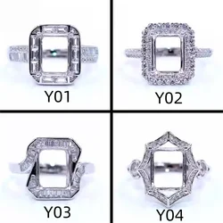MeiBaPJ Inlay Rectangle 7*9/8*10mm Women's Ring Empty Full Diamond Support Holder Gifts Trend Luxury Charm Weddings Jewelry