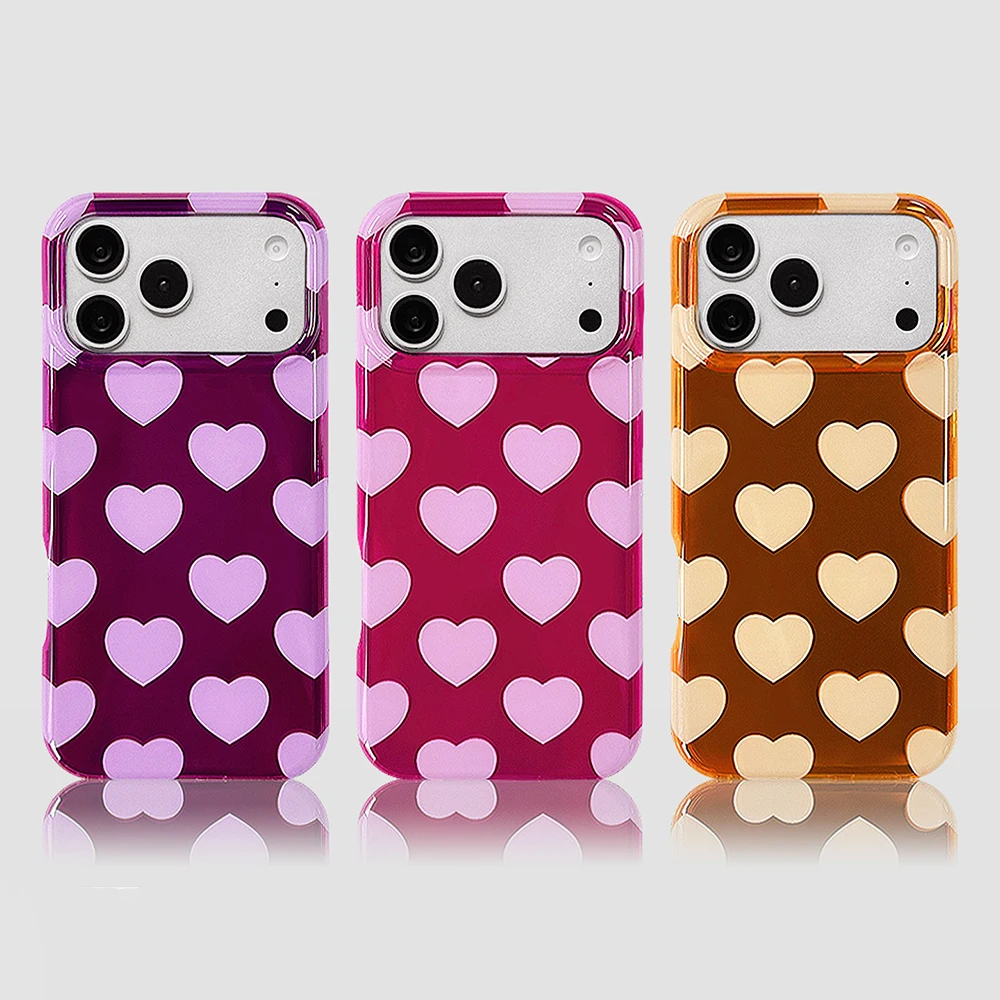 Beliebte Rosen-Orange-Lila Süße Herz-Handyhülle für iPhone 18 17 16 15 Pro Max Modische Niedliche Schutzhülle aus IMD TPU