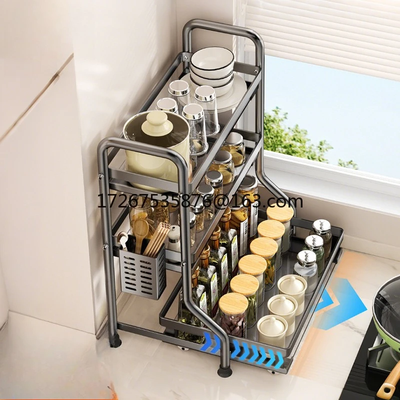

Kitchen Seasoning Shelf Household Salt Tank Seasoning Shelf Countertop Storage Pull-out Storage Shelf