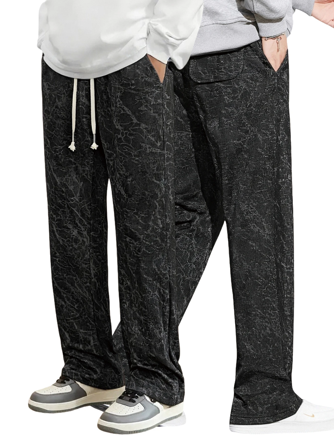 

Мужские вельветовые свободные брюки европейского размера, висячие многофункциональные повседневные прямые брюки, подходят для осени для повседневных путешествий