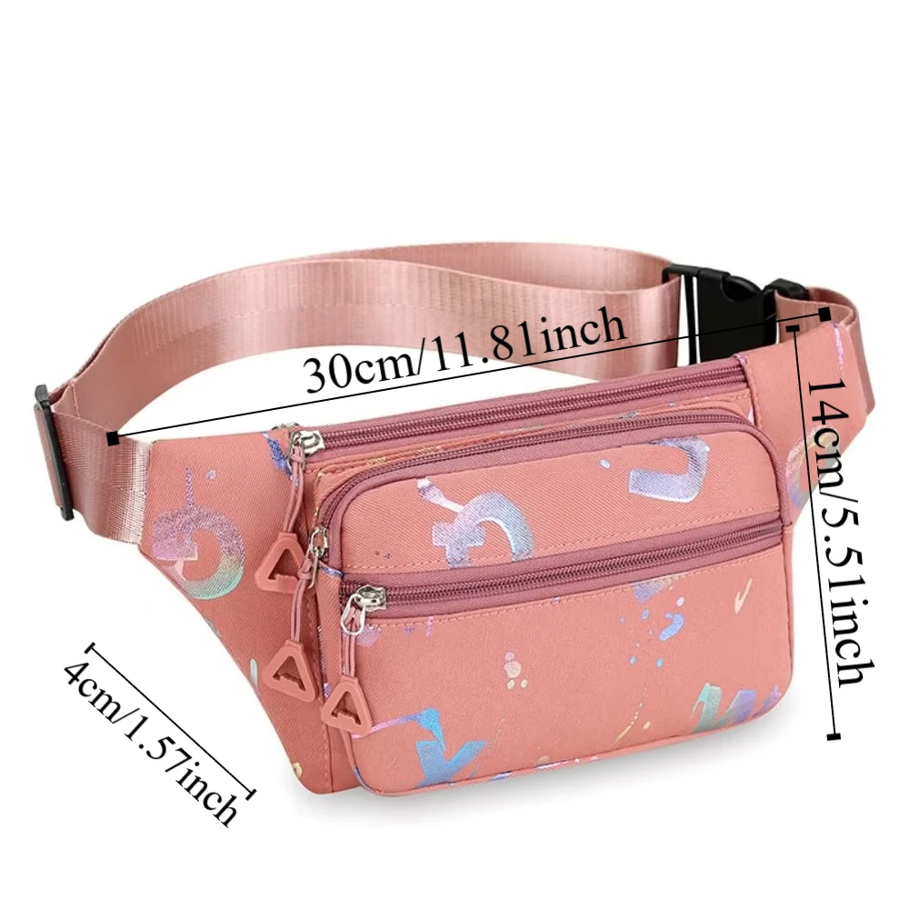 Oxford Cloth Multi-layer Crossbody Bag Large Capacity Waterproof Women's Fanny Pack Square Zipper Crossbody Chest Bag Gift