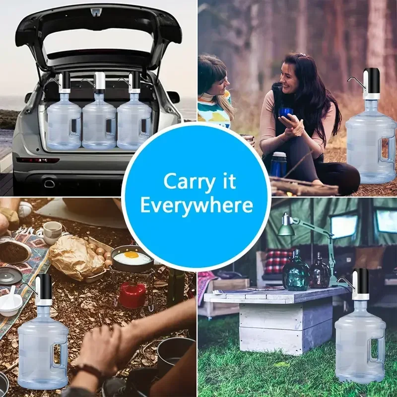 USB Rechargeable Electric Water Bottle Pump Automatic Drinking Water Dispenser with Power Switch Portable for Camping Oil pump