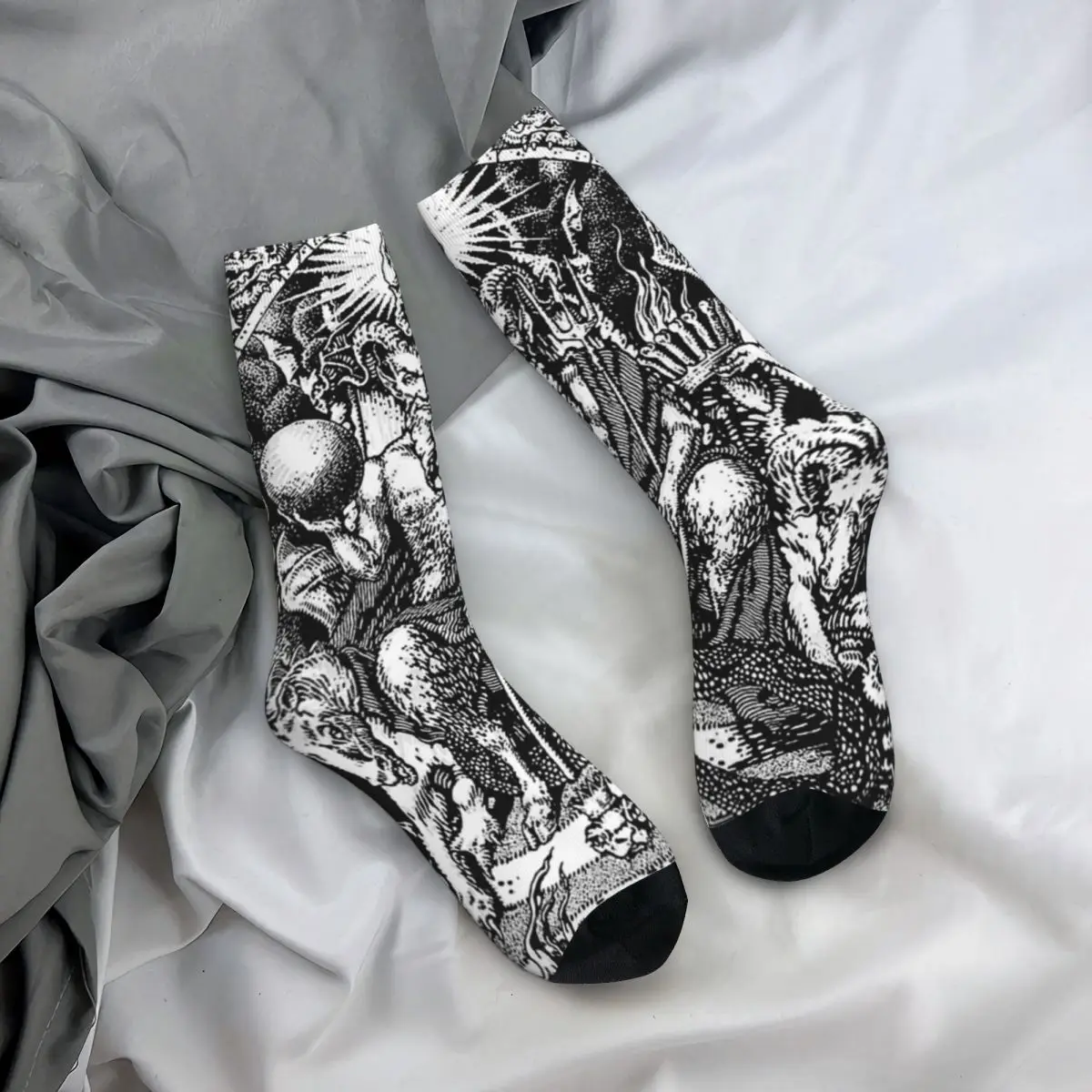 Funny Crazy Compression Sock for Men Lord Of This World Hip Hop Harajuku Black Metal Happy Quality Pattern Printed Boy Crew Sock