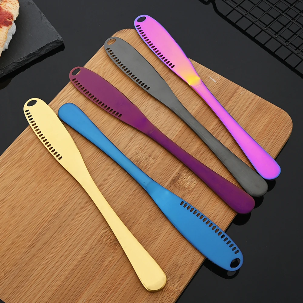 5Pcs Butter Knife Tablewares Multi-purpose Stainless Steel Mirror Pure Colors For Cut Bread Breakfast Wipe Cream Jam Cutter