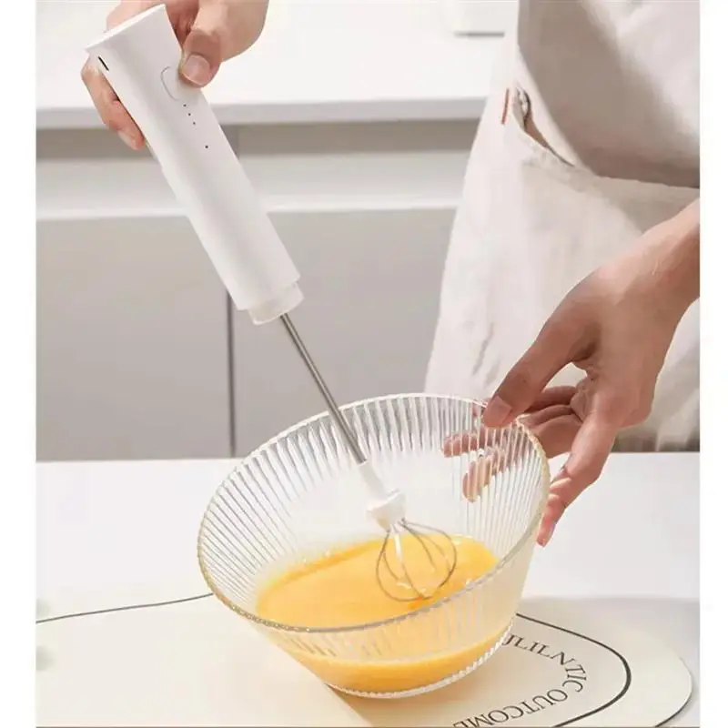 

Efficient Portable USB Rechargeable Stainless Steel Milk Frother Handheld Electric Coffee Milk Beater Kitchen Egg Liquid Stirrer