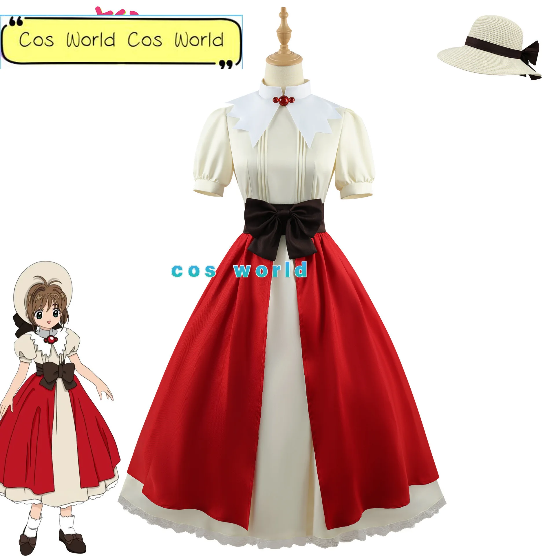 

Kinomoto Sakura Cosplay Cardcaptor Sakura Cosplay Costume Sakura Cosplay Dress Girl's Combat Uniform Skirts Red Party Dress