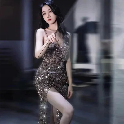 2023 New Banquet Evening Dress Sequin Sexy Host Performance Dress