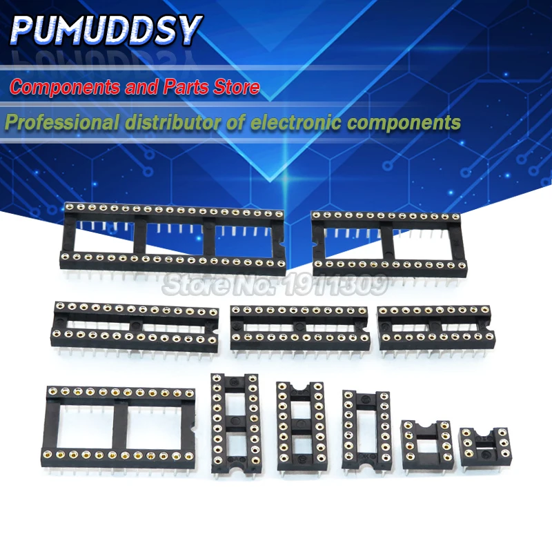 10PCS Round Hole IC socket 6P 8P 14P 16P 18P 20P 24P 28P 40P pins IC Connector DIP 6 8 14 16 18 20 24 28 40 pin IC Sockets