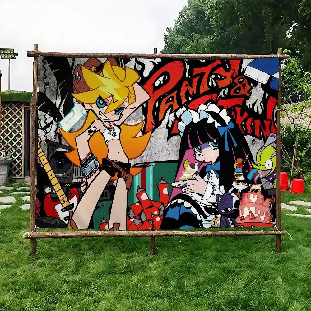Classic Anime P-Panty S-Stocking W-With G-Garterbelt Retro Flags Multiple Choice Living Studio Booth Interior Decoration Banner