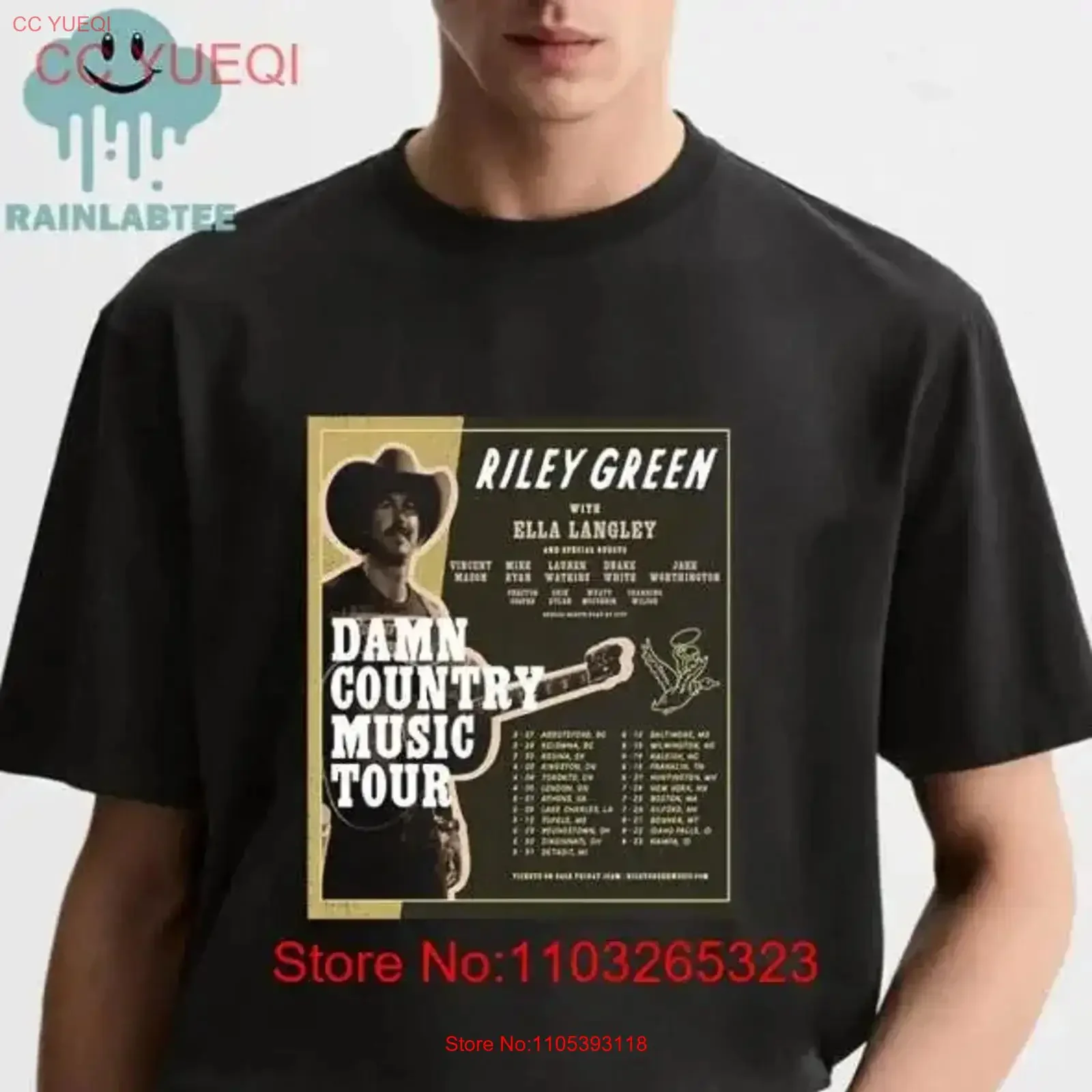 Riley Green Announces The 2025 Damn Country Music Tour T Shirt vintage Washed Versatile homme Breathable graphic vintage