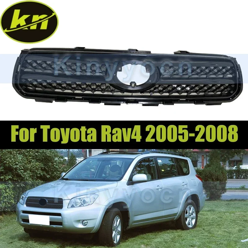 

Car Black Front Bumper Mesh Grille For Toyota Rav4 2005 2006 2007 2008 Front Bumper Hood Racing Grille