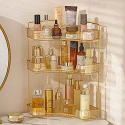 Étagère de rangement d'angle de salle de bain, organisateur de maquillage à domicile, soins de la peau, shampoing, rouge à lèvres, support de table, bureau cosmétique, étagère de cuisine