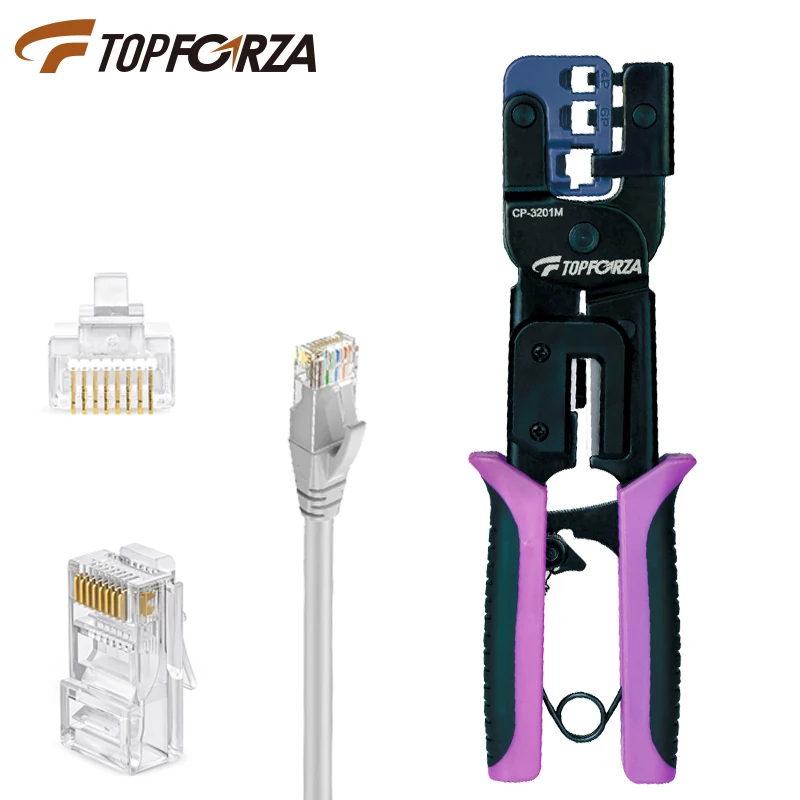 

TOPFORZA CP-3201D/M/R Network Crimping Pliers, All-in-One RJ45 Crimper Tool for Ethernet Wire Stripping Cutting