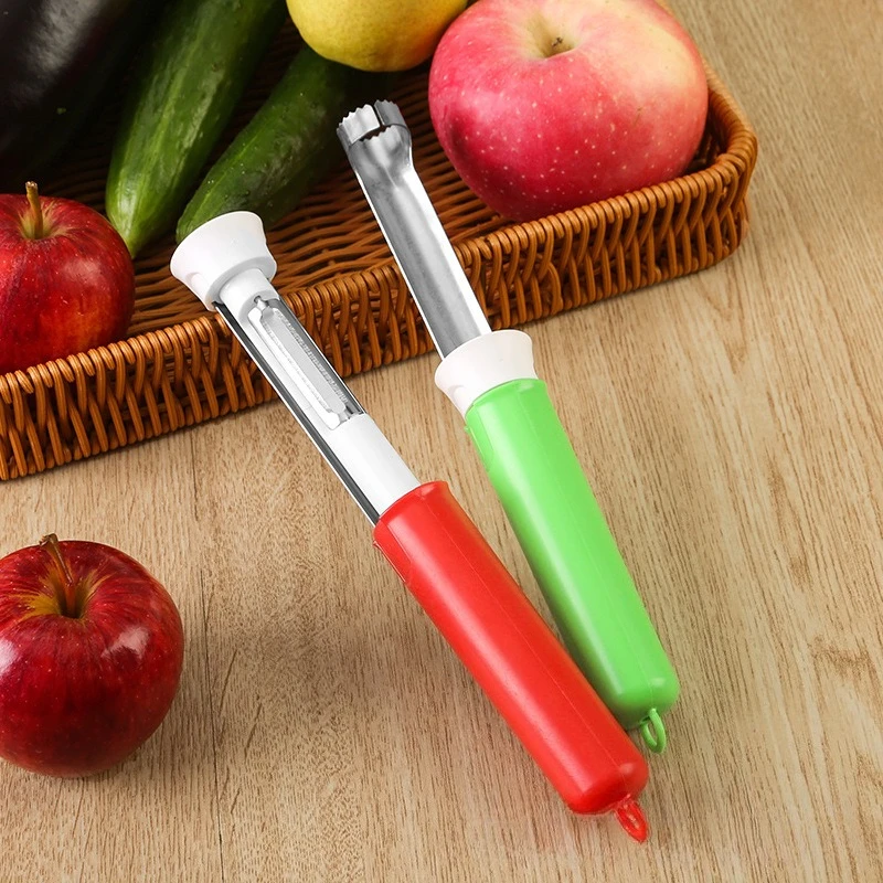 

Stainless Steel Adjustable Fruit Corer & Peeler Tool , Non-Slip Handle for Apple/Pear/Peach Variety of Fruits (Green/Red)