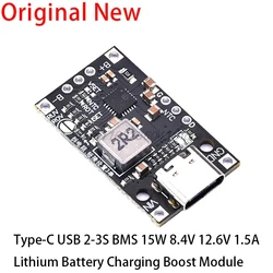 Type-C USB 2-3S BMS 15W 8.4V 12.6V 1.5A Lithium Battery Charging Boost Module With Balanced Support Fast Charge With Indicator