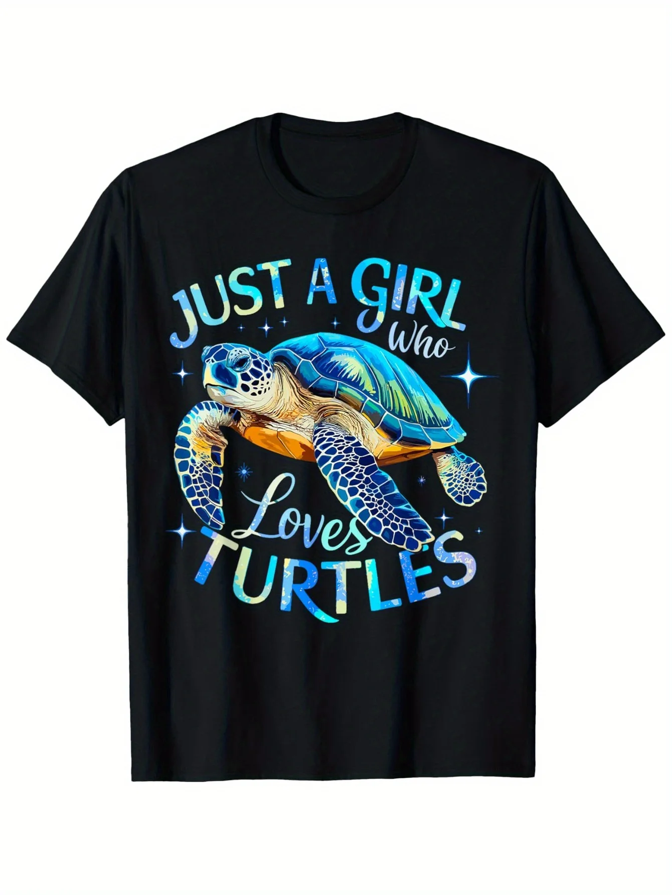 

Футболка с морской черепахой Just a Girl Who Loves Turtles, свободная стильная новая футболка унисекс с короткими рукавами, повседневная и удобная, 100% хлопок
