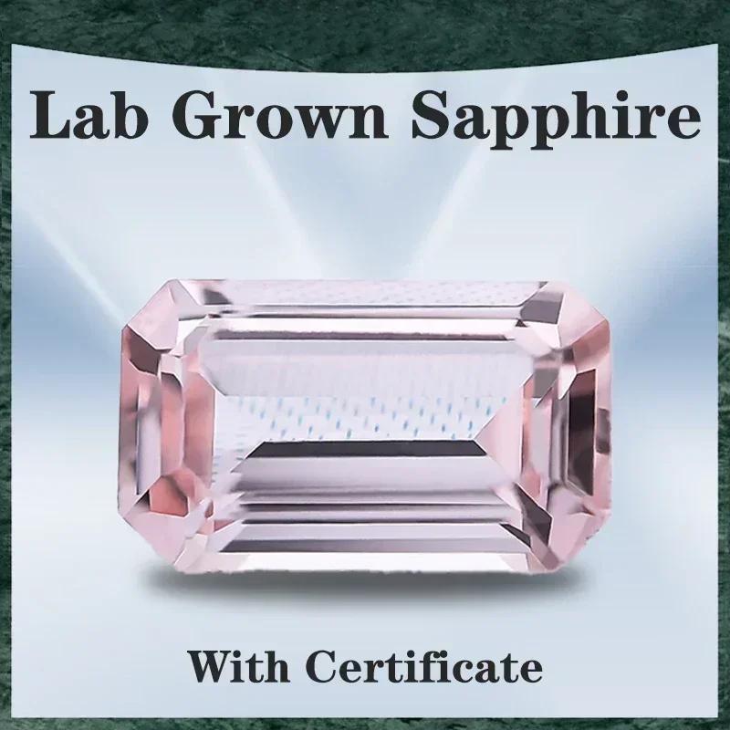 

Top Lab Grown Sapphire Emerald Cut Morgan Pink VVS1 Selectable AGLCertificate Charms Gemstone for DIY Jewelry Making Materials