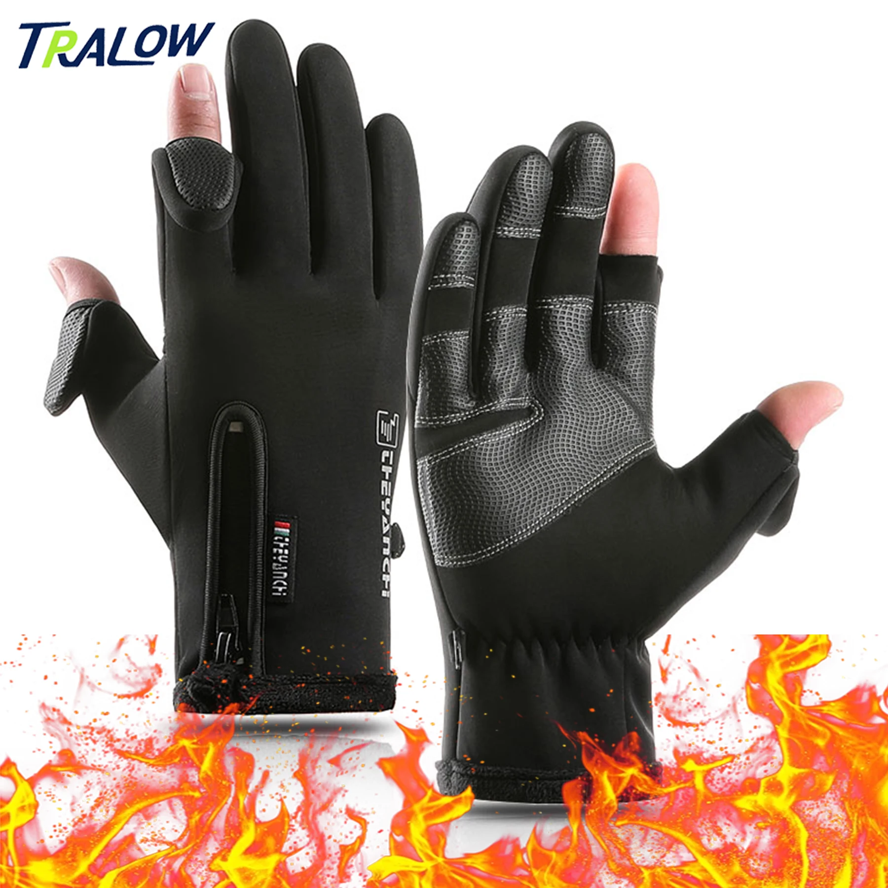 TRALOW قفازات الشتاء الدافئة للرجال والنساء شاشة تعمل باللمس مقاوم للماء عدم الانزلاق قفازات الثلج الحرارية لركوب الدراجات التنزه التزلج العمل