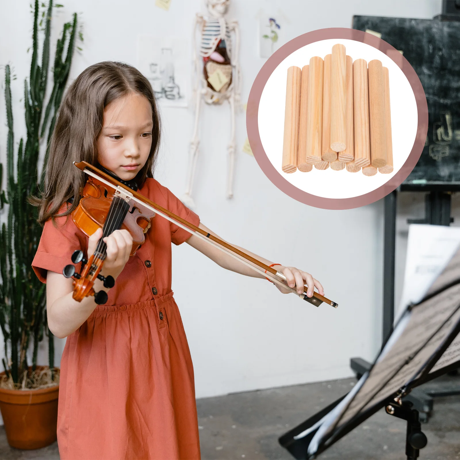 

12Pcs Violin Wooden Sound Post Acoustic Column Durable Replacement Parts Practical Violin Accessories for Better Sound