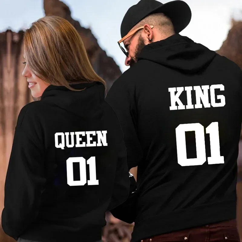 

Letter Printing Hoodies Couple Tops New Harajuku Lover Hoodie King Queen Sweatshirt Fleece Pullover Long Sleeve Male Clothing