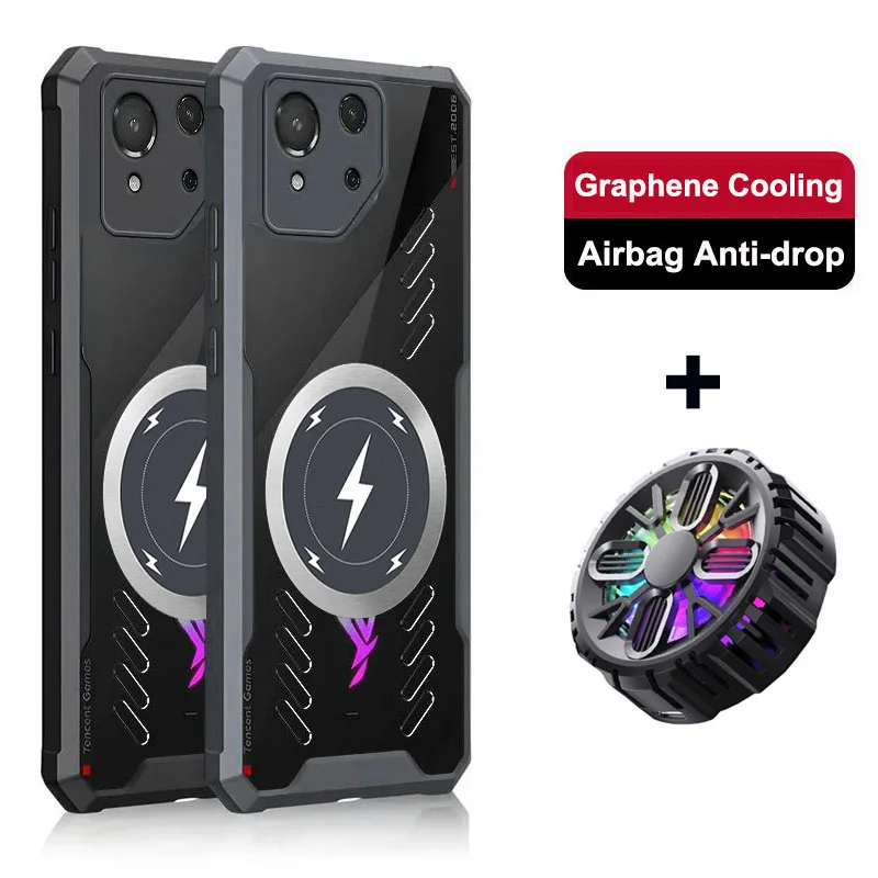 

Shockproof Phone Case for ASUS ROG Phone 7 6D 8 9 Pro Heat Dissipation Magnetic Wireless Charging Soft TPU Cover Cases