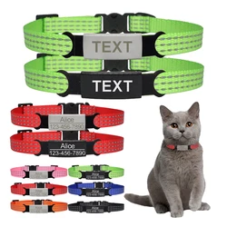 Reflective Cat collar Customize Name Personalized Id Collar Adjustable Size Pet Products Safty Fast Breakaway Kitten Supplies