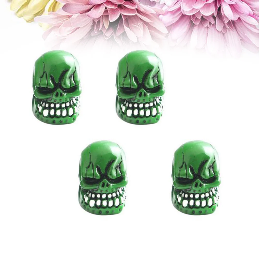 4pcs Creative Ghost Head Shaped Automobile Car Motorcycle Bike Tire Caps Covers (Green) cap car cap