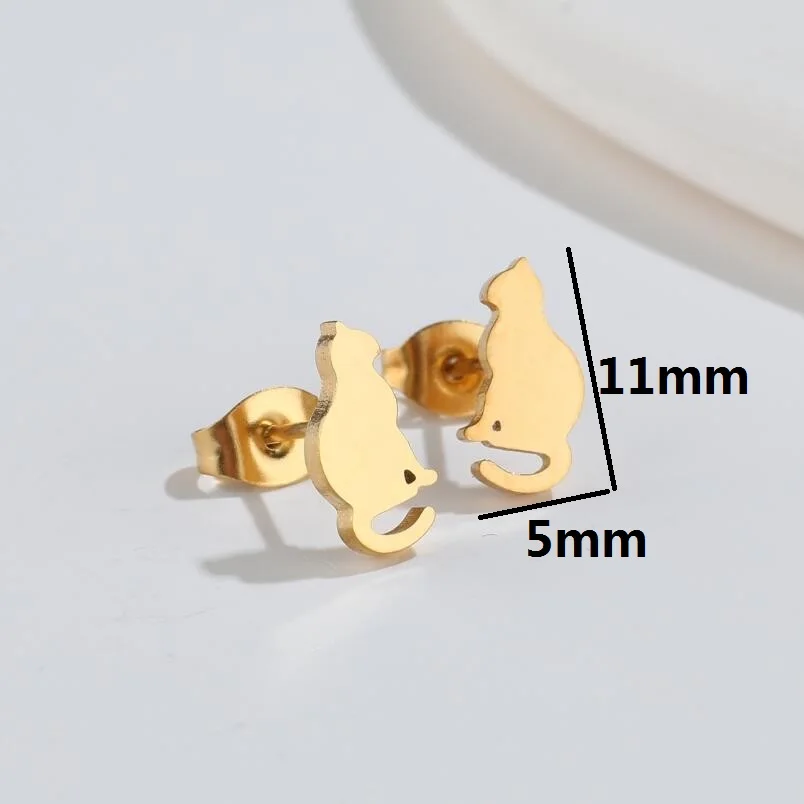 Cute Animal Cat Stud Earrings for Women