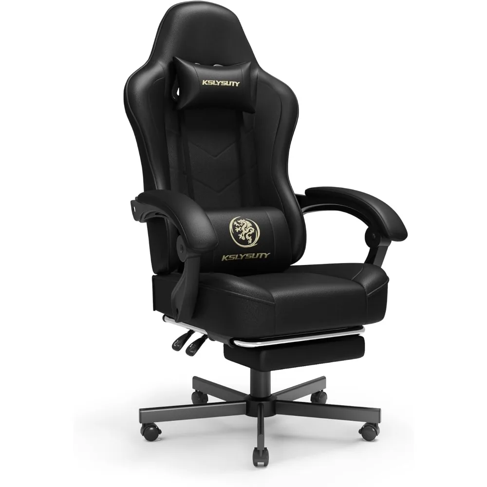 

Adult Gaming Chair with Footrest and Lumbar Support, Height Adjustable, Seat and Headrest Can Rotate 360°